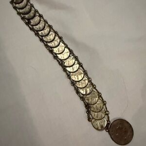 1950's MEXICAN CINCO CENTAVOS SILVER COIN (18) BRACELET - 8"